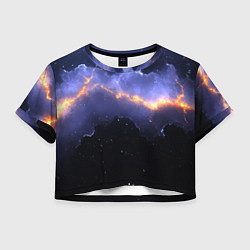 Футболка 3D укороченная женская Молния в фиолетовом небе текстура, цвет: 3D-принт