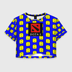 Футболка 3D укороченная женская Dota smile pattern, цвет: 3D-принт