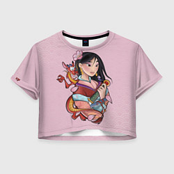 Футболка 3D укороченная женская Красивая Мулан и Мушу - big pictures, цвет: 3D-принт