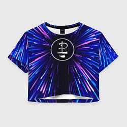 Футболка 3D укороченная женская Pink Floyd neon energy, цвет: 3D-принт