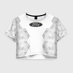 Футболка 3D укороченная женская Ford white poly, цвет: 3D-принт