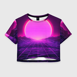 Женский топ Синтвейв ретровейв неоновый узор и солнце