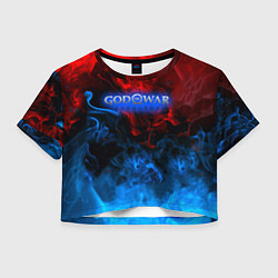 Футболка 3D укороченная женская God of War битва огня, цвет: 3D-принт