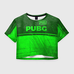Футболка 3D укороченная женская PUBG - green gradient посередине, цвет: 3D-принт