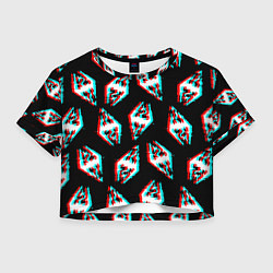 Футболка 3D укороченная женская Skyrim glitch logo patten, цвет: 3D-принт