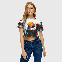 Футболка 3D укороченная женская Minecraft glitch, цвет: 3D-принт — фото 2