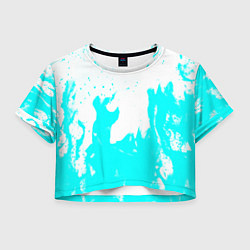 Футболка 3D укороченная женская Голубой огонь текстура, цвет: 3D-принт