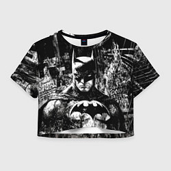 Футболка 3D укороченная женская Бэтмен черно-белый стиль, цвет: 3D-принт