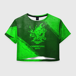 Футболка 3D укороченная женская Cyberpunk 2077 - green gradient, цвет: 3D-принт