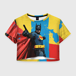 Футболка 3D укороченная женская Бэтмен предупреждает, цвет: 3D-принт
