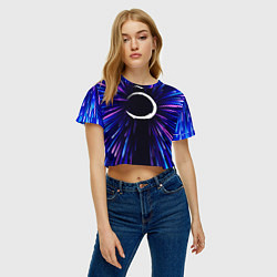 Футболка 3D укороченная женская Demon Slayer neon energy, цвет: 3D-принт — фото 2
