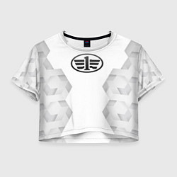 Футболка 3D укороченная женская FAW white poly, цвет: 3D-принт