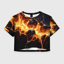 Футболка 3D укороченная женская Золотая лава текстура, цвет: 3D-принт