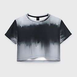 Футболка 3D укороченная женская Разводы черной краски, цвет: 3D-принт