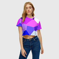 Футболка 3D укороченная женская Сине-розовый крупные фрагменты, цвет: 3D-принт — фото 2