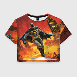 Футболка 3D укороченная женская Бэтмен застыл в воздухе, цвет: 3D-принт