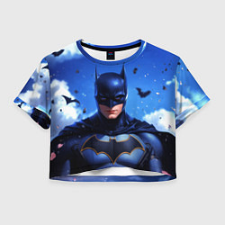 Футболка 3D укороченная женская Бэтмен синее небо, цвет: 3D-принт