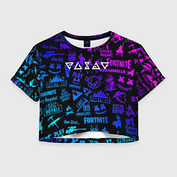 Футболка 3D укороченная женская Ведьмак логотипы игр, цвет: 3D-принт