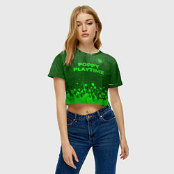 Футболка 3D укороченная женская Poppy Playtime - green gradient посередине, цвет: 3D-принт — фото 2