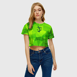 Футболка 3D укороченная женская Doom green poly, цвет: 3D-принт — фото 2