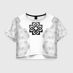 Футболка 3D укороченная женская Breaking Benjamin white poly, цвет: 3D-принт