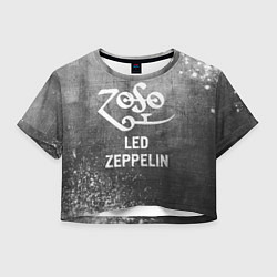 Футболка 3D укороченная женская Led Zeppelin - grey gradient, цвет: 3D-принт