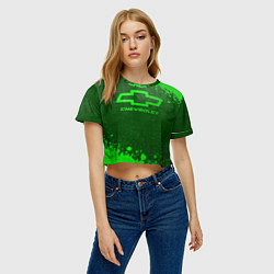 Футболка 3D укороченная женская Chevrolet - green gradient, цвет: 3D-принт — фото 2