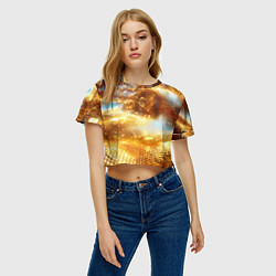 Футболка 3D укороченная женская Блестящая золотая текстура, цвет: 3D-принт — фото 2