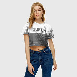 Футболка 3D укороченная женская Queen - white gradient посередине, цвет: 3D-принт — фото 2