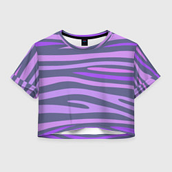 Футболка 3D укороченная женская Лавандовые волны, цвет: 3D-принт