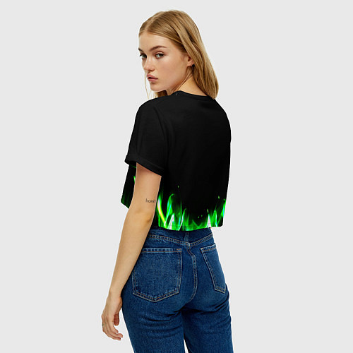 Женский топ Сектор газа зеленый огонь / 3D-принт – фото 4