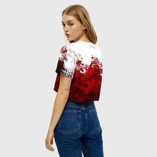 Женский топ Юрий Хой бело-красный фон / 3D-принт – фото 4