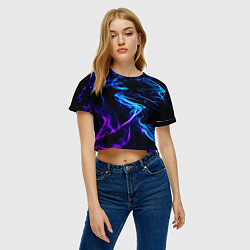Футболка 3D укороченная женская Color blue pink, цвет: 3D-принт — фото 2