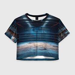 Футболка 3D укороченная женская Бойцовский спортзал, цвет: 3D-принт