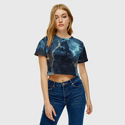 Футболка 3D укороченная женская Волк в доспехах, цвет: 3D-принт — фото 2