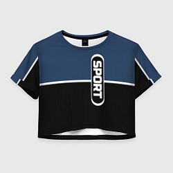 Женский топ Sport сине-чёрный с полосой