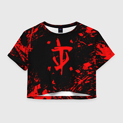 Футболка 3D укороченная женская Doom красные краски, цвет: 3D-принт