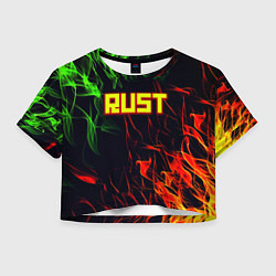 Футболка 3D укороченная женская RUST огненная текстура, цвет: 3D-принт