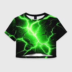 Футболка 3D укороченная женская Color green black, цвет: 3D-принт