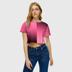 Футболка 3D укороченная женская Розовый с затемнением градиент пополам, цвет: 3D-принт — фото 2