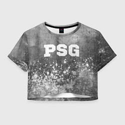 Футболка 3D укороченная женская PSG - grey gradient посередине, цвет: 3D-принт