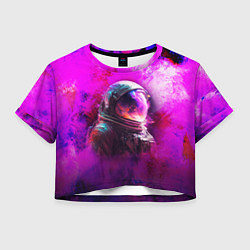 Футболка 3D укороченная женская Космонавт красочный, цвет: 3D-принт