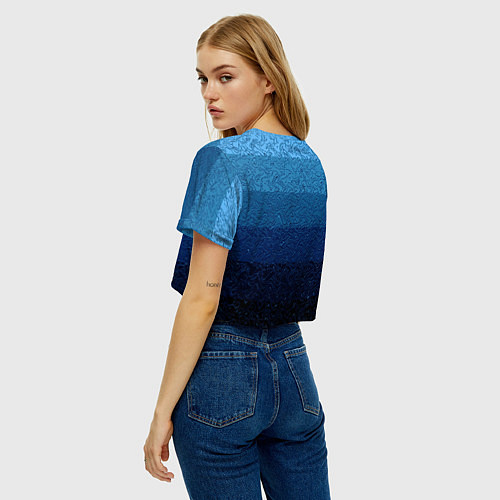 Женский топ Сине-голубой градиент полосами с узором / 3D-принт – фото 4
