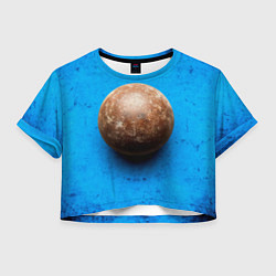 Футболка 3D укороченная женская Ядро для талкания на синем, цвет: 3D-принт