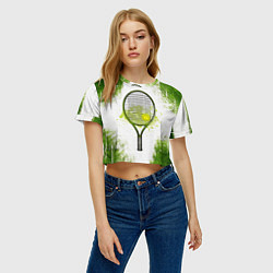 Футболка 3D укороченная женская Теннисная ракетка в зеленом, цвет: 3D-принт — фото 2