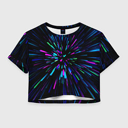 Футболка 3D укороченная женская Neon rods, цвет: 3D-принт