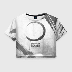 Футболка 3D укороченная женская Demon Slayer - white gradient, цвет: 3D-принт