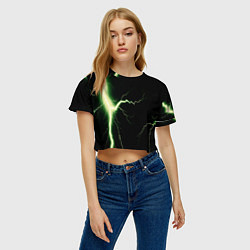 Футболка 3D укороченная женская Lightning yellow текстура, цвет: 3D-принт — фото 2
