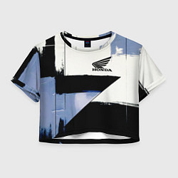 Футболка 3D укороченная женская Honda логотип, цвет: 3D-принт