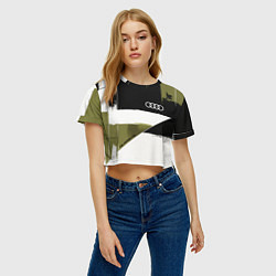 Футболка 3D укороченная женская Ауди логотип, цвет: 3D-принт — фото 2